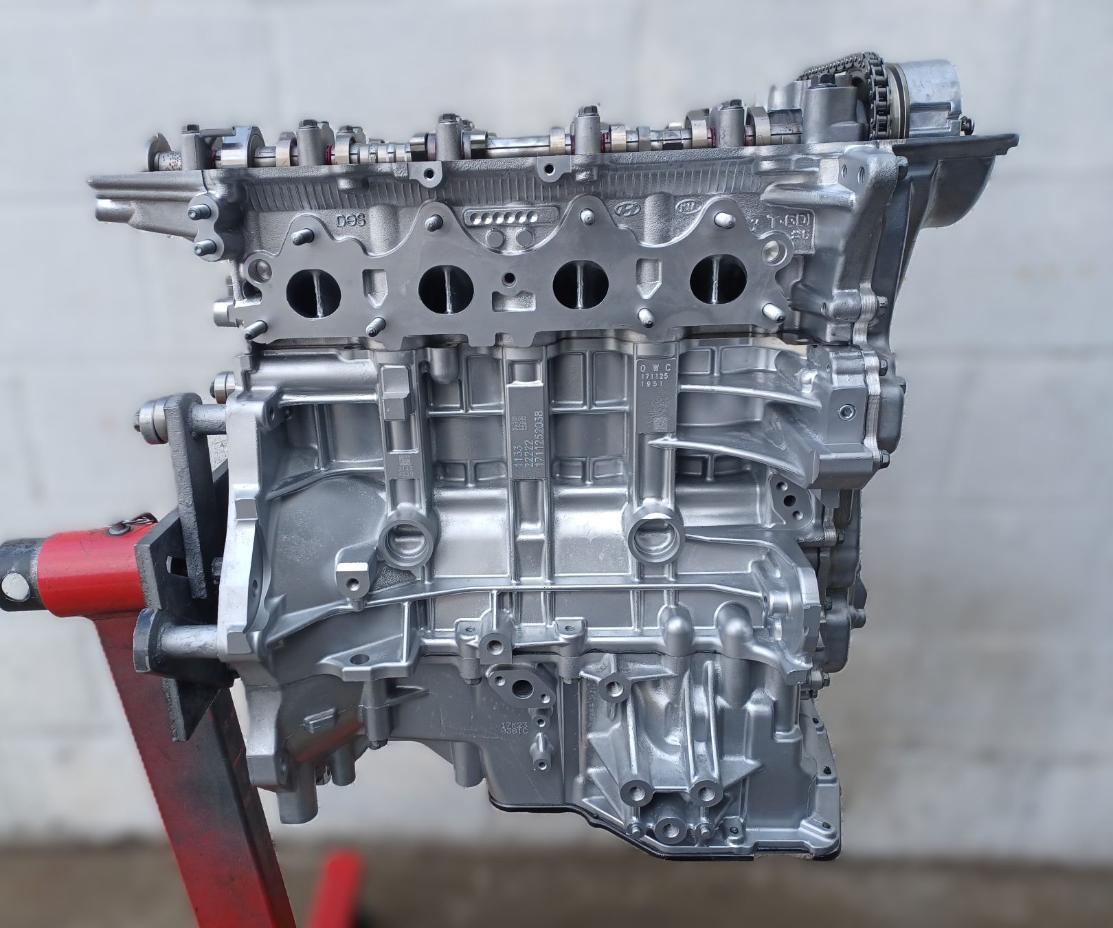Rebuilt Hyundai Genesis G70 engine side view